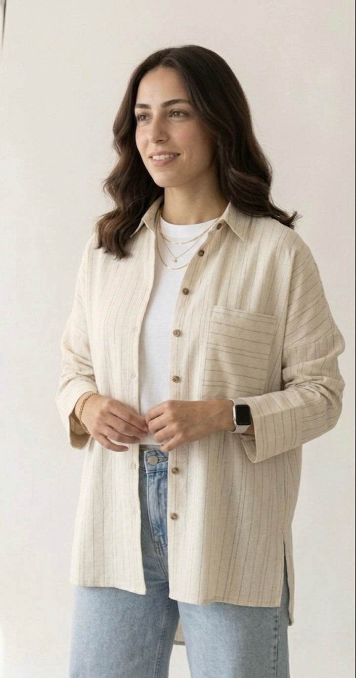 Relaxed Fit Striped Button-Down Shirt