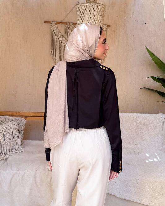 Black bodysuit shirt - Seamless Tucked Look