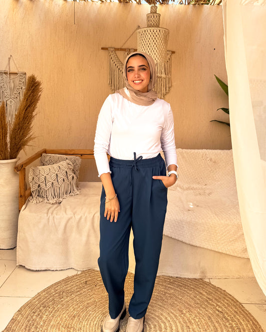 Pleated Petrol Blue Pants