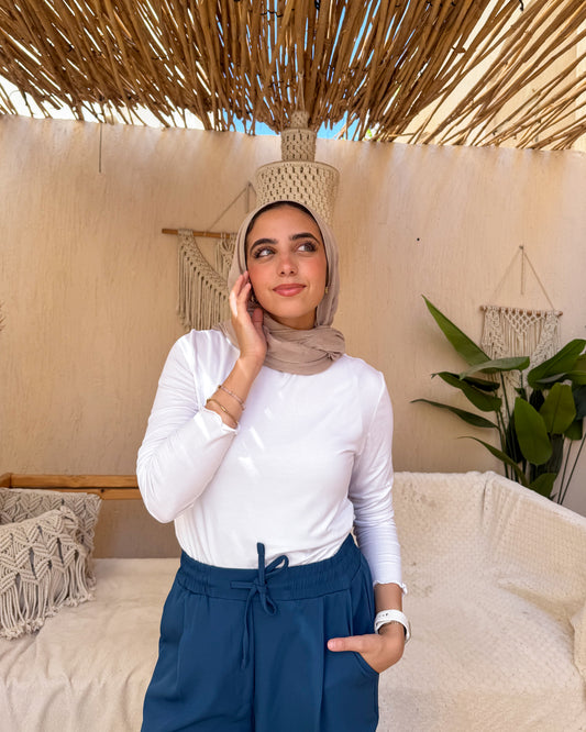 White Basic Hijab Top