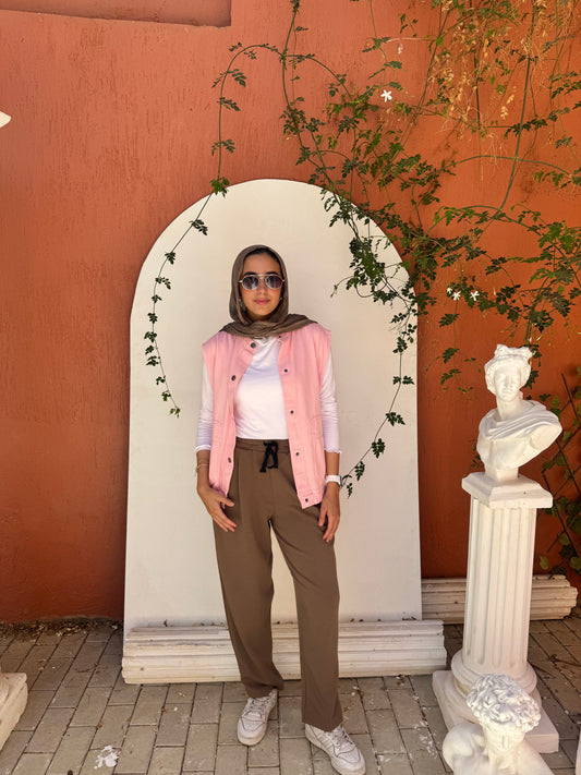 Brown Pleated Sweatpants - Casual Chic