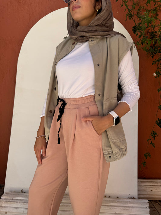 Nude Rose Pleated Sweatpants - Casual Chic