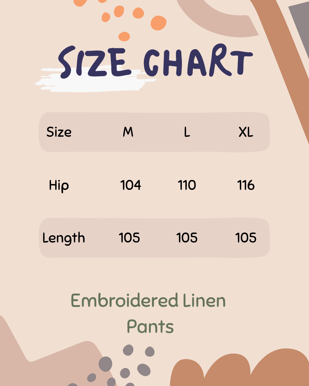 Beige embroidered linen Pants - with separate Pants Liner