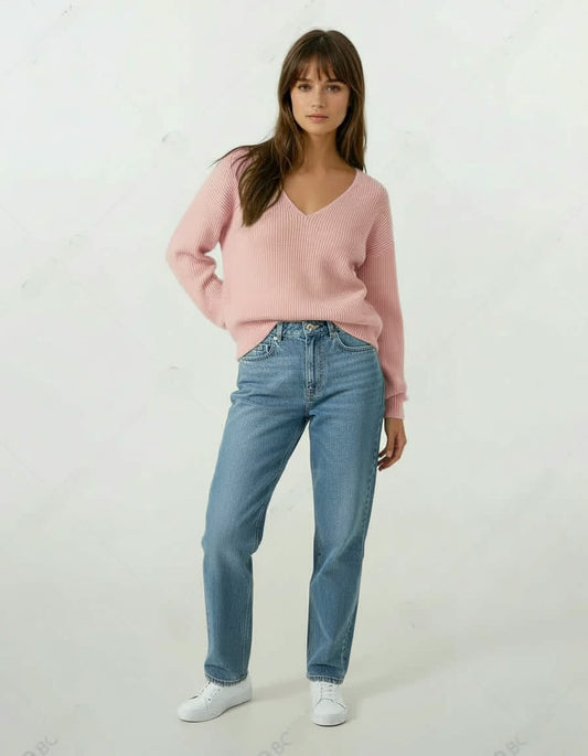 Light Rose V Neck Sweater