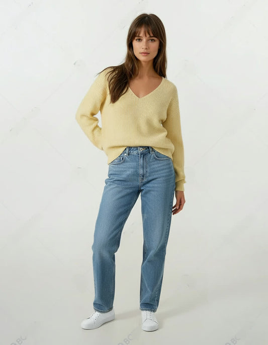 Soft yellow V Neck Sweater