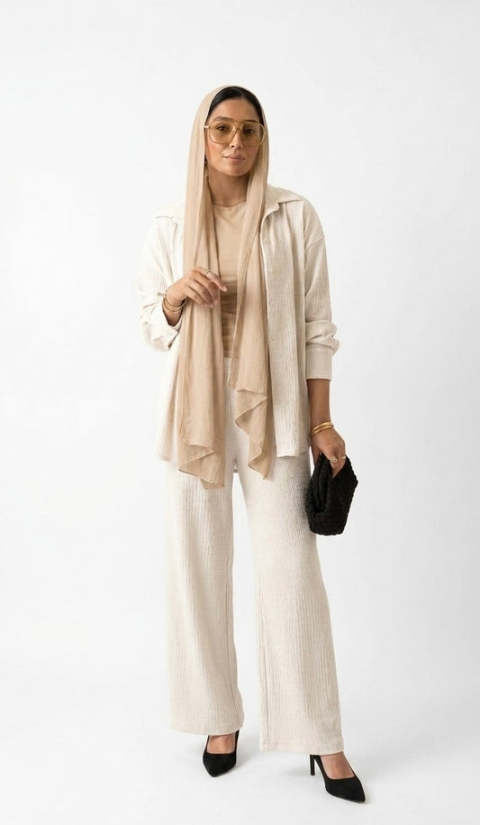 Crinkle Co-ord Set – Off White