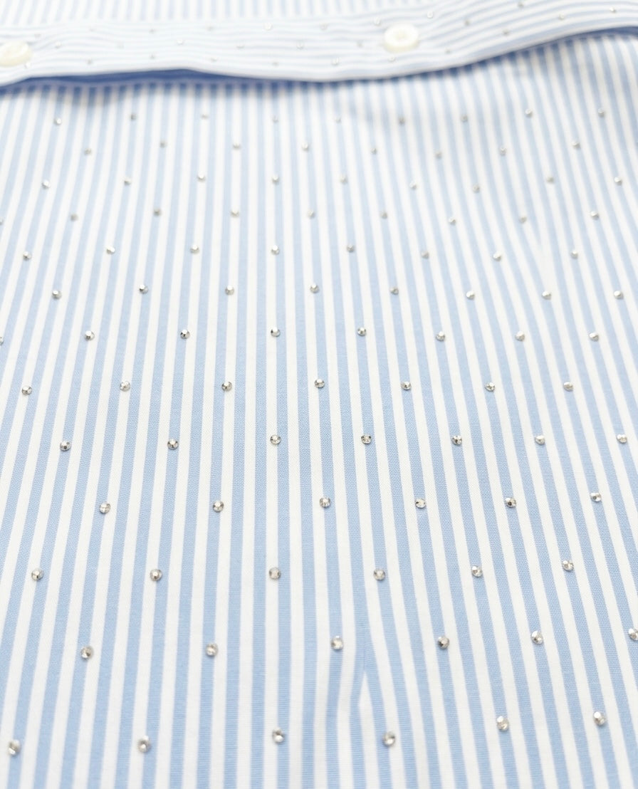Baby Blue Studded Stripe Button-Up