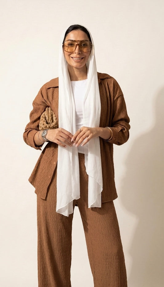Crinkle Co-ord Set – Brown