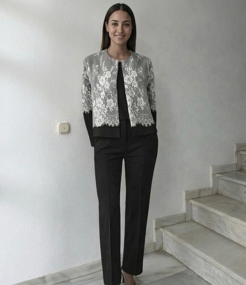 The Alabaster Floral Lace Trim Jacket