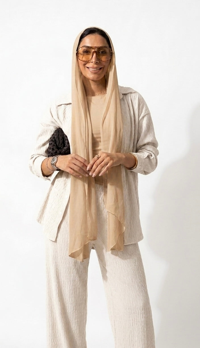 Crinkle Co-ord Set – Off White