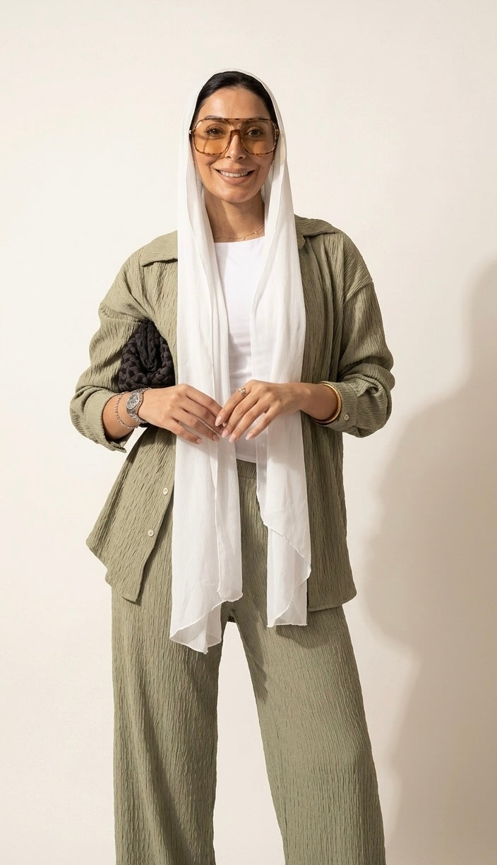 Crinkle Co-ord Set – Sage Green