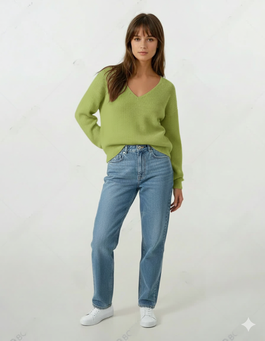 Pistachio V Neck Sweater