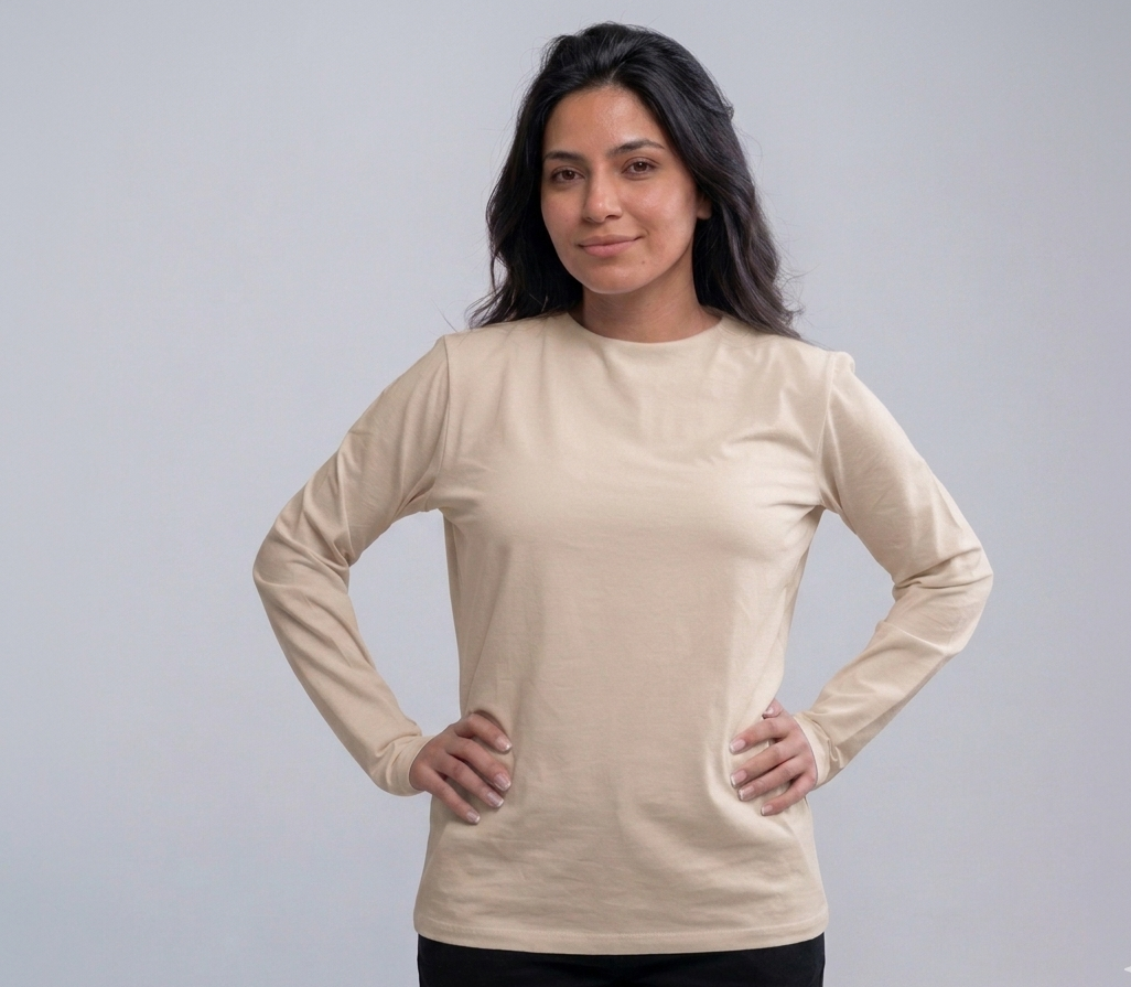 Basic Long Sleeve T-Shirt - beige