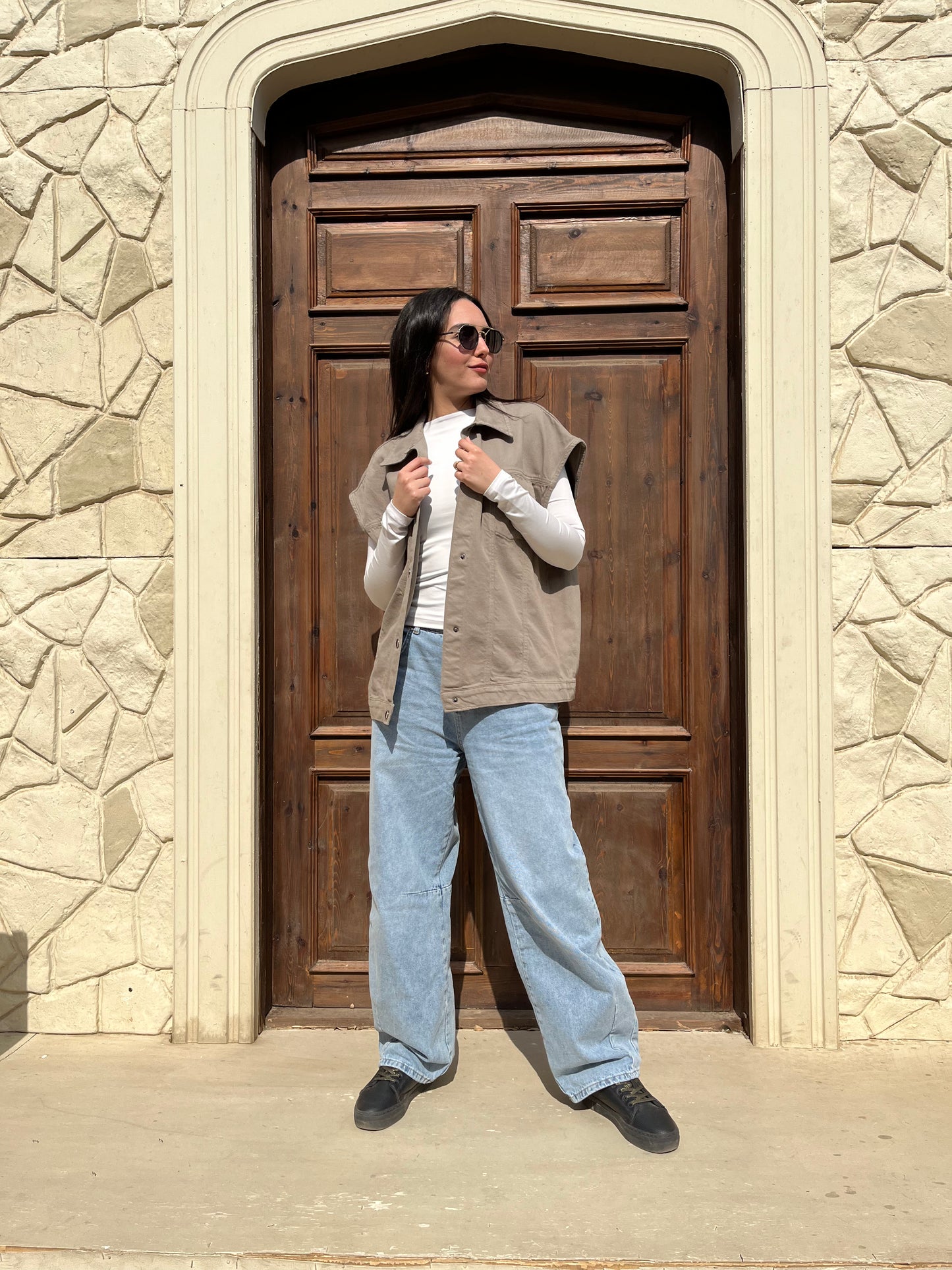 Olive Oversized Denim Vest