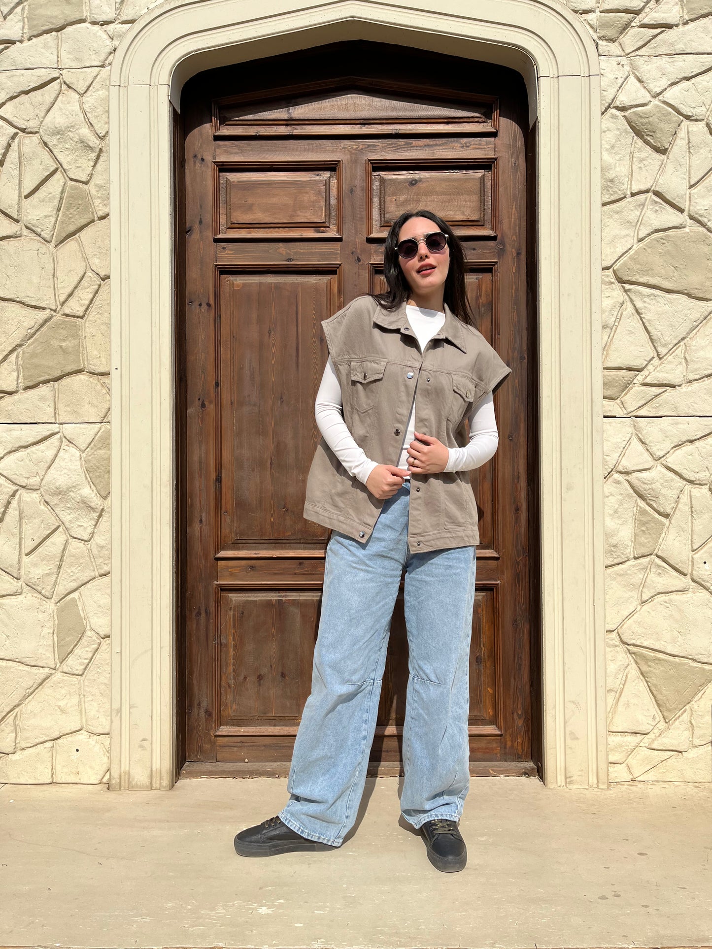Olive Oversized Denim Vest