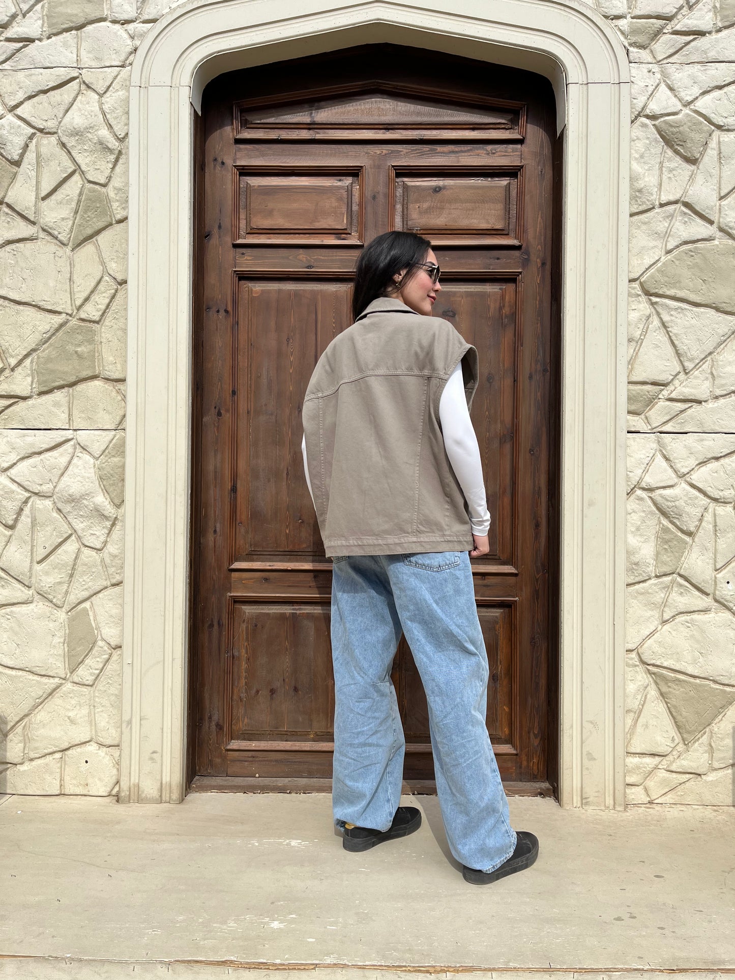 Olive Oversized Denim Vest