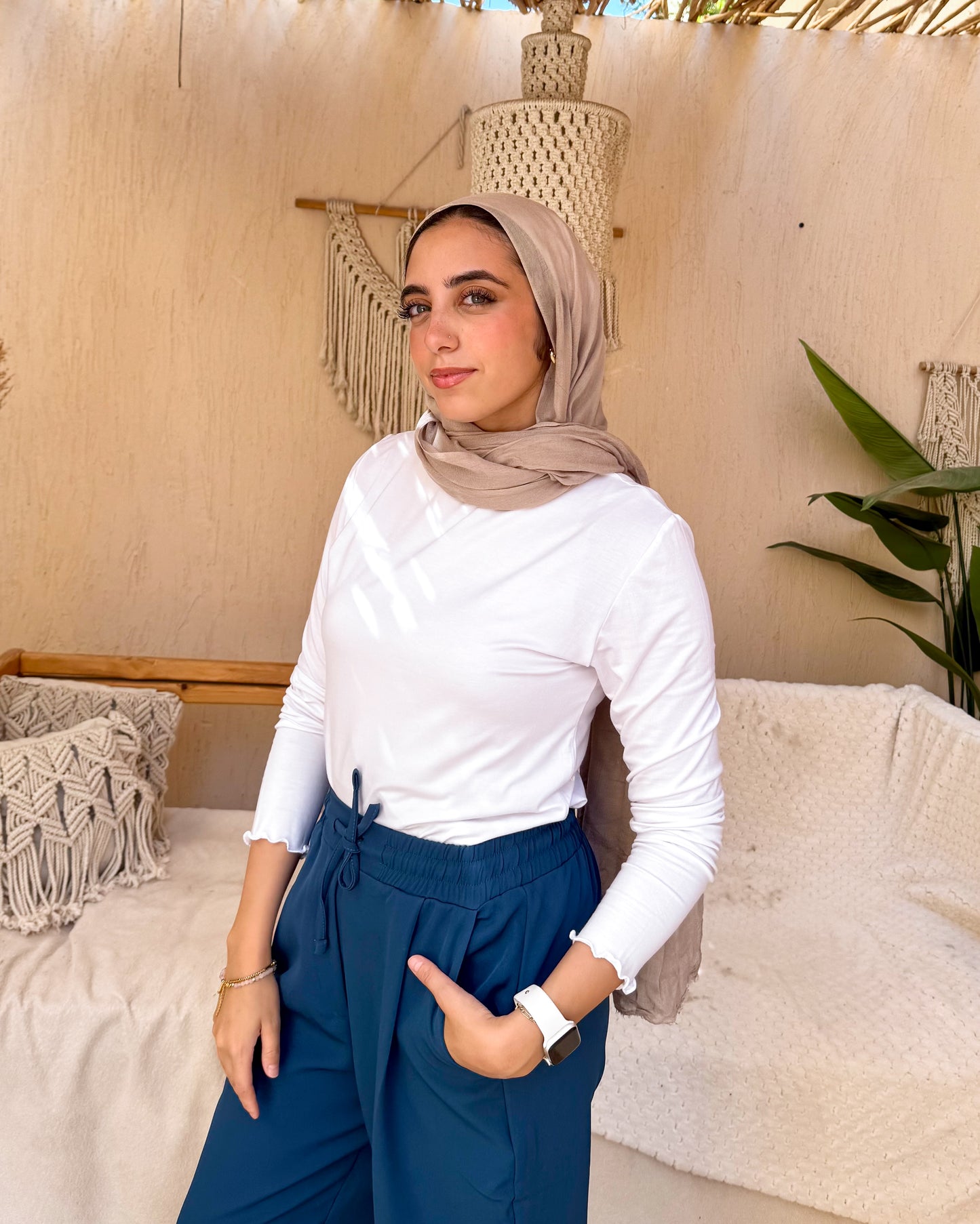 White Basic Hijab Top