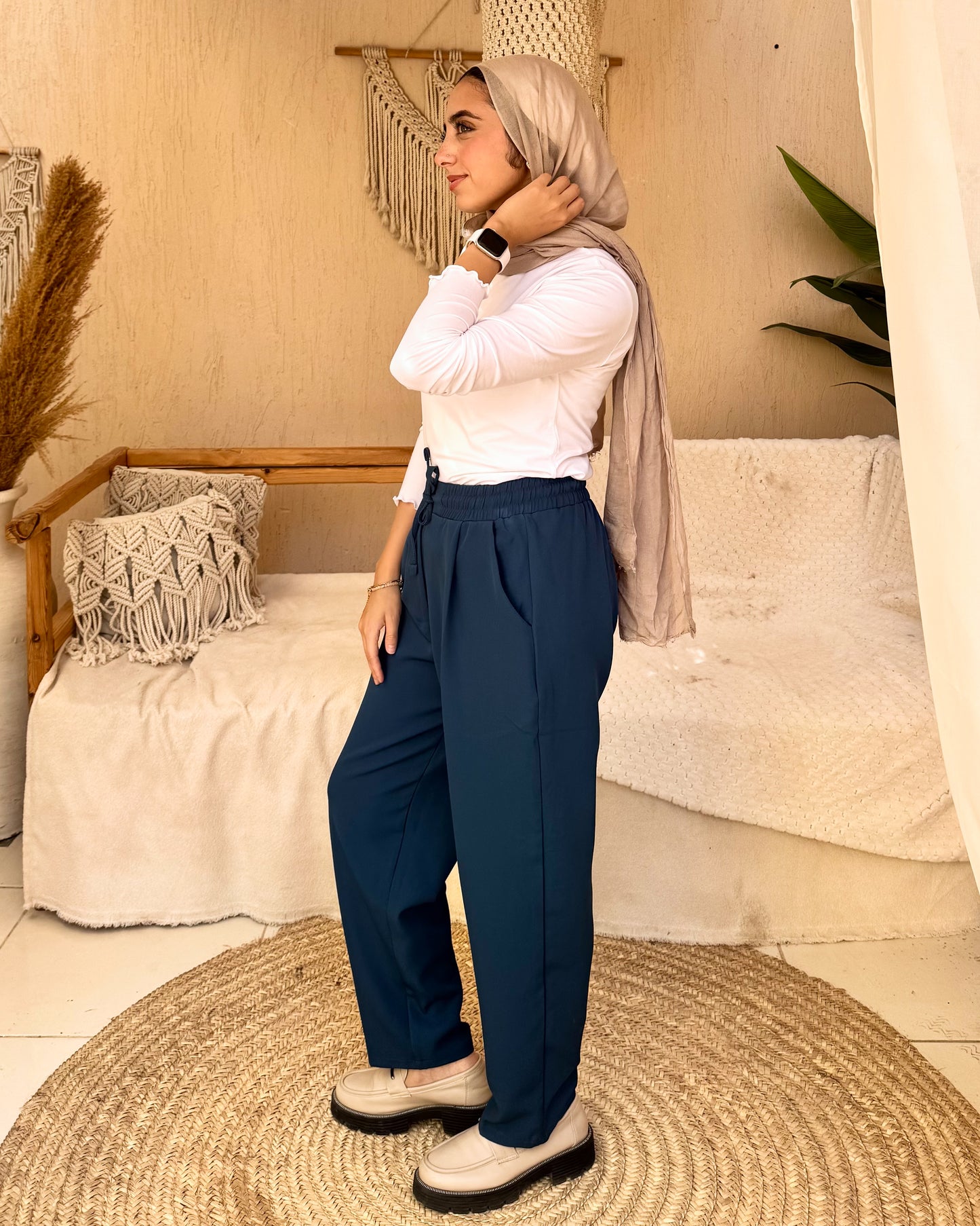 Pleated Petrol Blue Pants