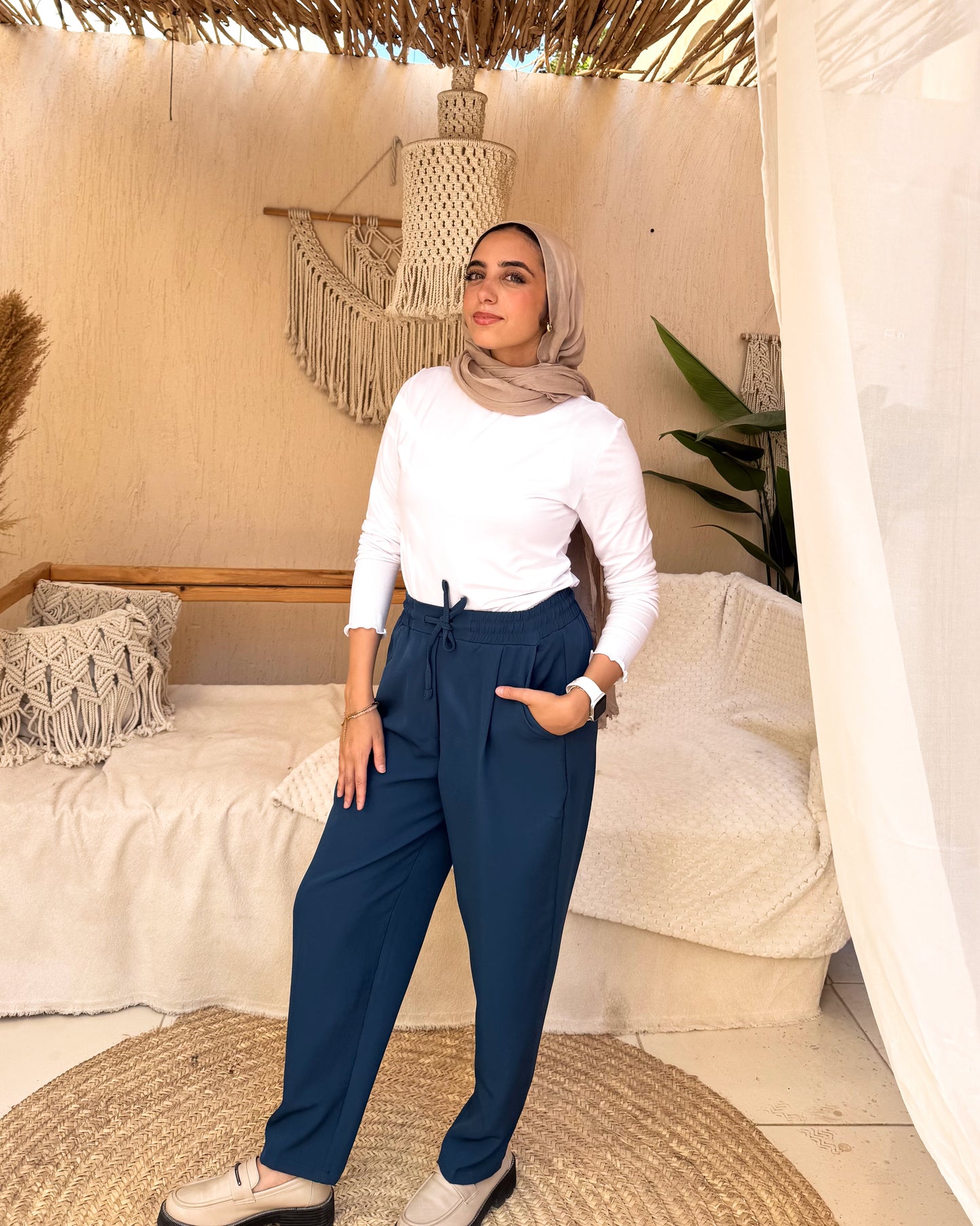 Pleated Petrol Blue Pants