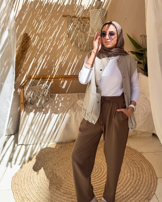 Pleated Brown Pants