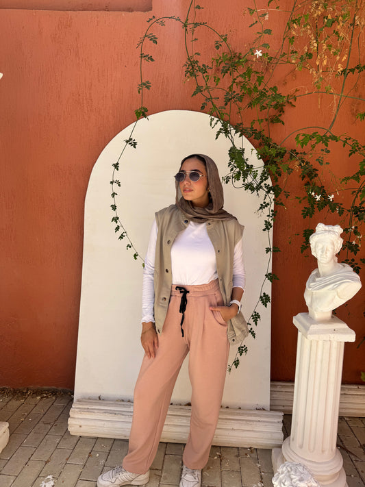 Nude Rose Pleated Sweatpants - Casual Chic