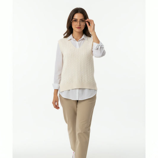 Off-white Cable Knit V‑Neck Vest