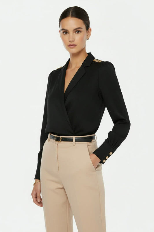 Black bodysuit shirt - Seamless Tucked Look